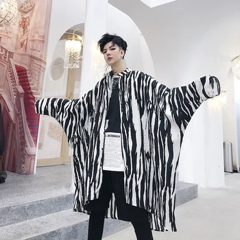 

2019 Spring And Summer The New Listing Zebra Pattern Striped Bat Sleeve Cotton Fashion Couple Long Trench Coat Men Time Limited