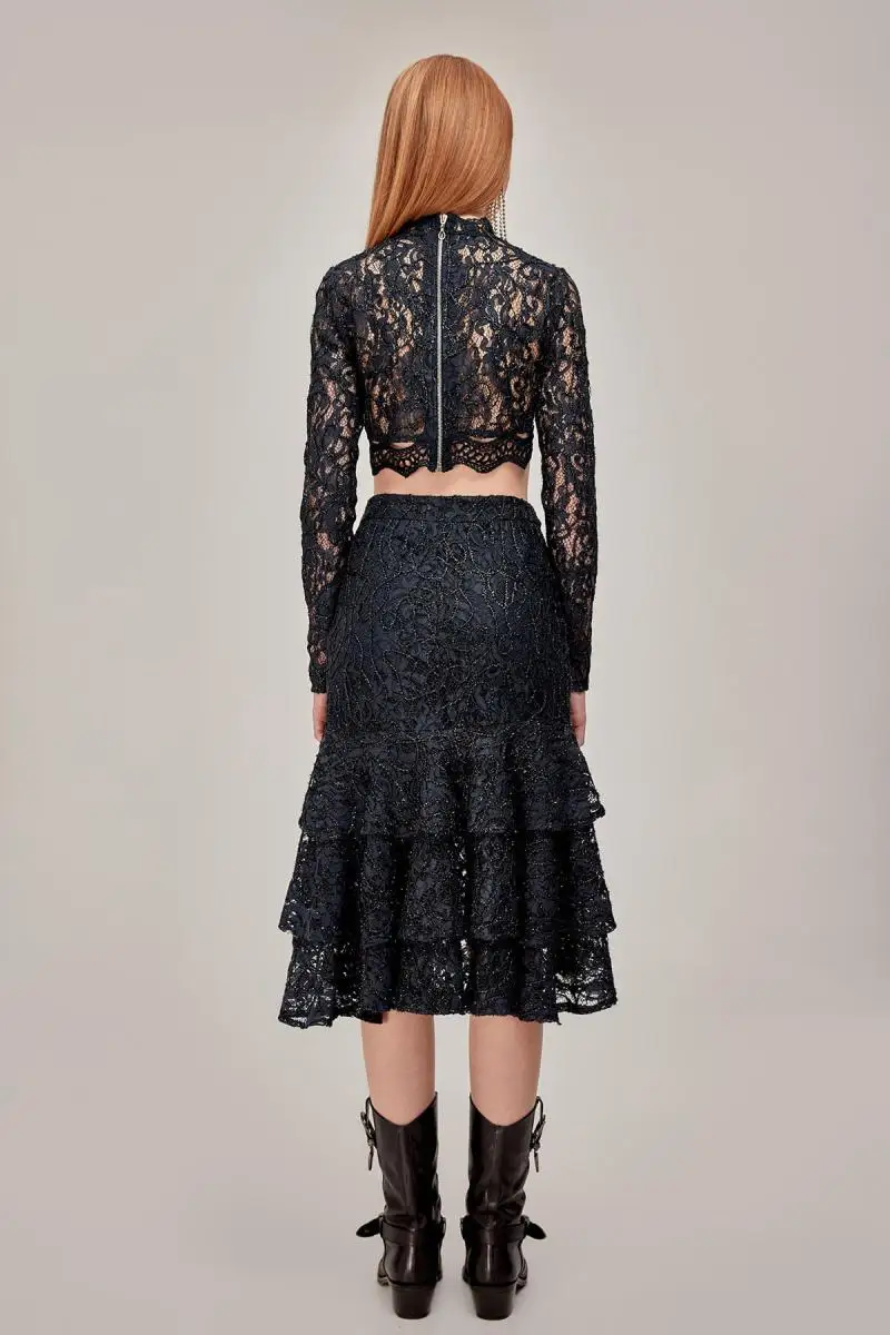 Azul Encaje De Falda Marino Tdpaw19uz0051 Volantes Trendyol 1qxw8vv