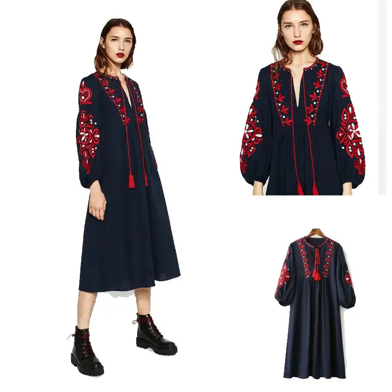

Vintage 70s HIPPIE Mexican Floral Embroidered Boho balloon sleeve MAXI DRESS S-L