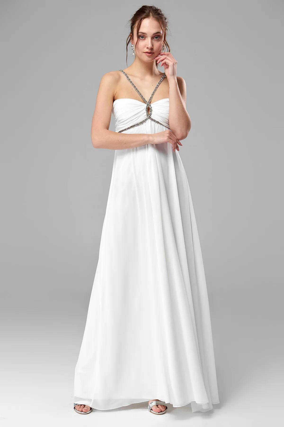 Trendyol Расширенный аксессуар вечернее платье экрю TPRSS18BK0069 | Свадьбы и торжества