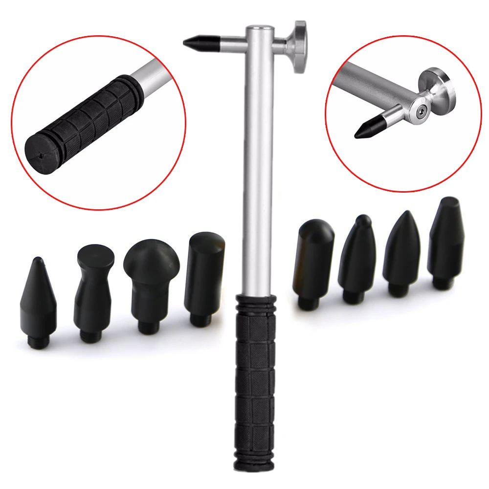 

PDR Tools -Metal Tap Down Pen With 9 Heads and Tap Down Hammer hand tool use for car dent repair