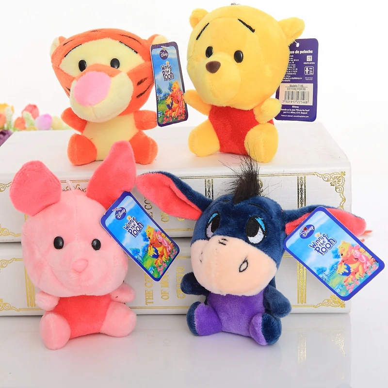 

10cm 1pc Mini Plush Toys Pendant Winnie Tiger Piglet Eeyore Stuffed Cartoon Toy For Children Backpack Small Pendant Keychain