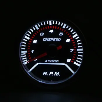 

Speedometer 2 "52 Mm White LED Automotive Pointer Tachometer Measuring Instrument 0-8000 RPM Smoke Lens