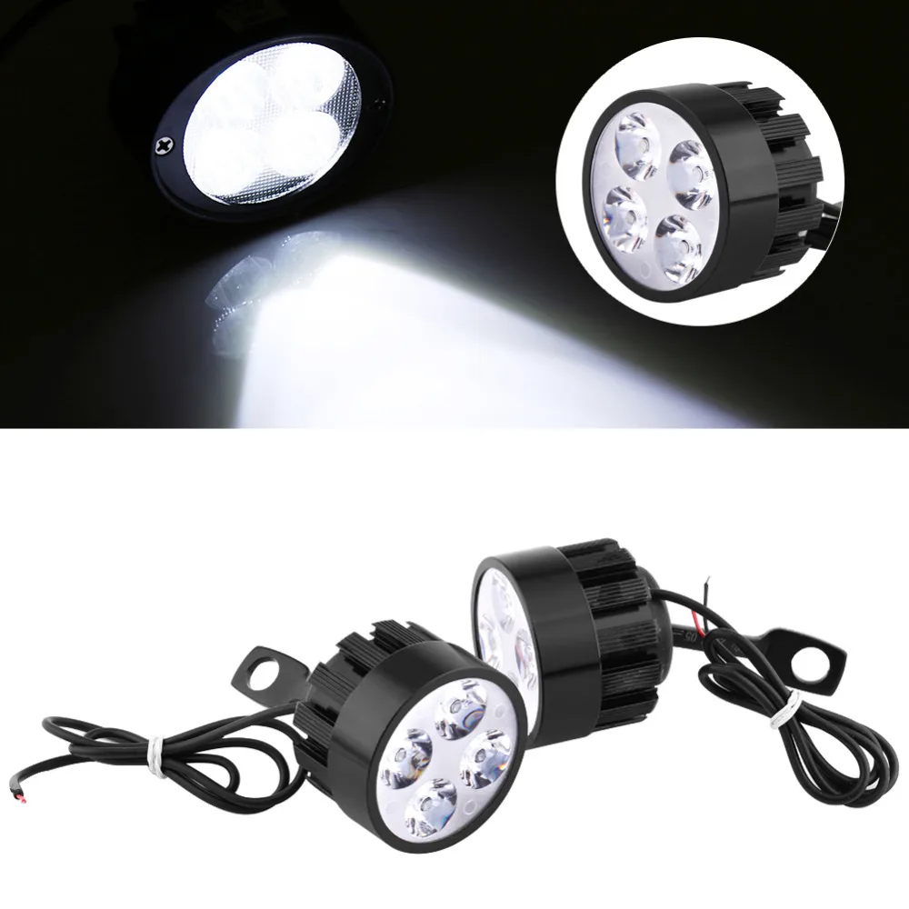 1 Pair Universal Motorcycle Headlight LED Driving Fog Spot Head Light Spotlight Lamp Light Power 24W Lumens 3000LM Driving Light