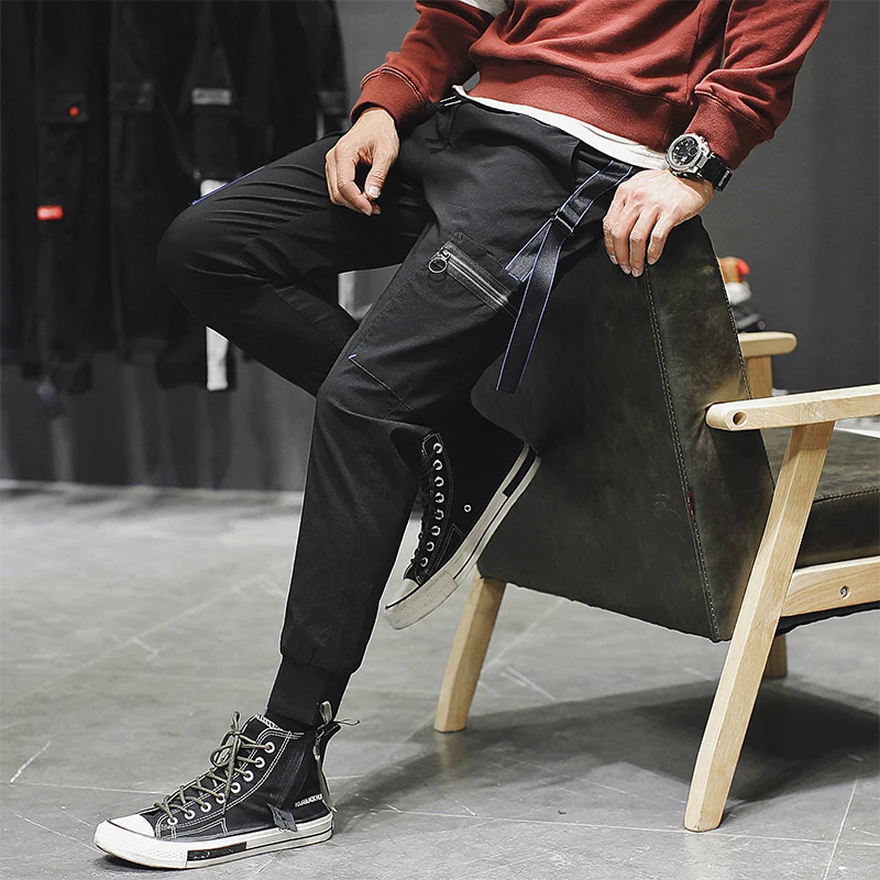 

Korean version of the trend of wild net red drawstring beam pants tide brand Harlan feet feet overalls sports pants men loose