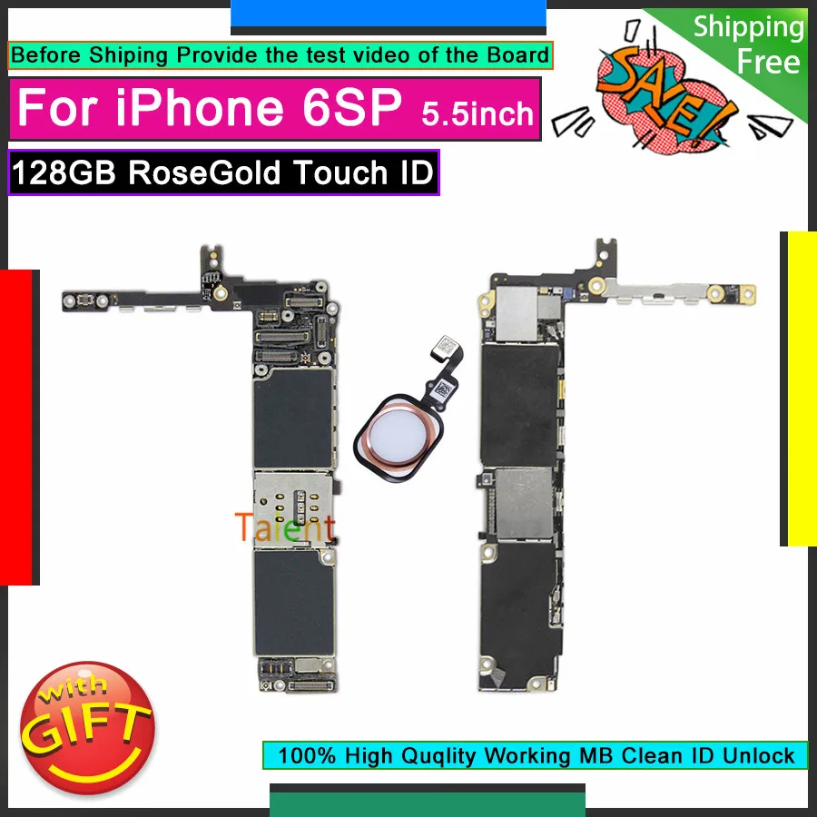 For IPhone 6S Plus Motherboard 128GB RoseGold Touch ID
