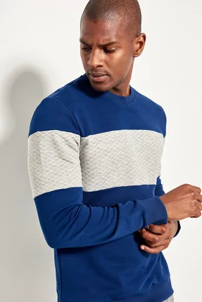 

Navy Men's Panel Textured Sweatshirt TMNSS19XJ0005