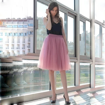 

5 Layered Tulle Skirts Womens High Waist Swing Dolly Ball Gown Underskirt Mesh Tutu 2019 Aautumn Midi Skirt Faldas Saias Jupe