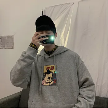 

2019 Spring And Summer New Fashion Trend Korean Version Of The Loose Couple Cotton Hip Hop Graffiti Hooded Pullover S-XL Berserk