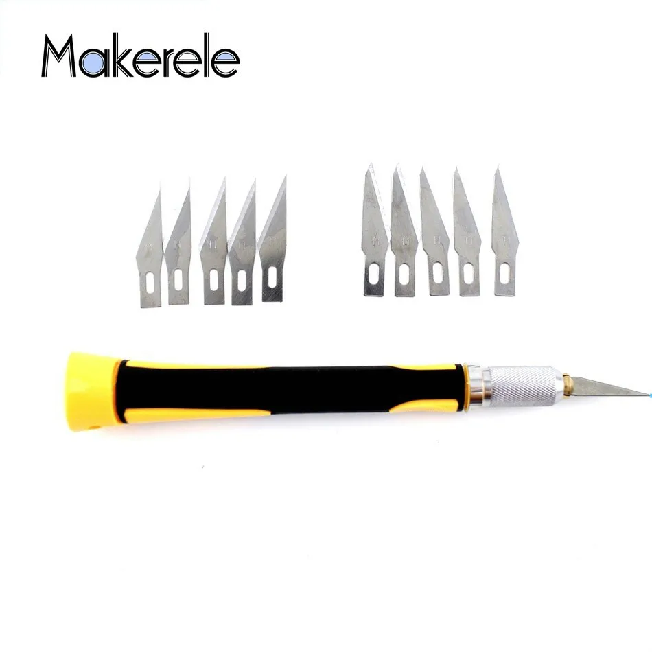 

10cs Blades/Set Carving knife Hobby DIY Wood Engraving cutting Sculpture Knife Scalpel Cutting PCB Circuit Board Repair