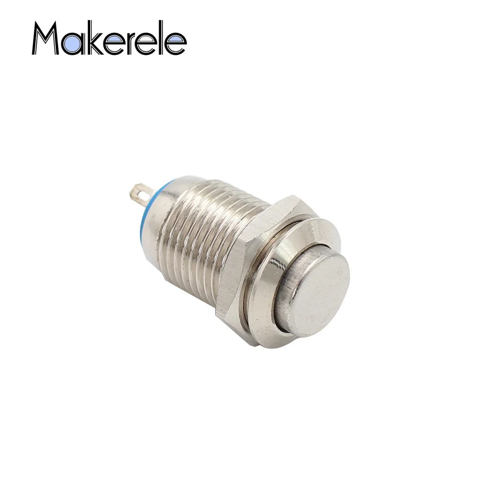 

12mm metal push button switch Waterproof Flat circular button LED light self-lock self-reset button 1NO1NC power button 3Pin