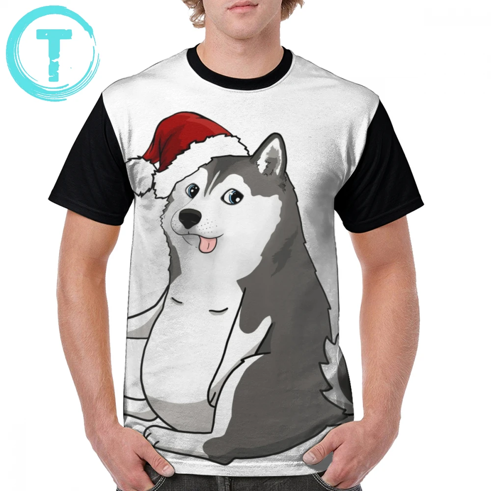 

Siberian Husky T Shirt Christmas Husky Doge Meme T-Shirt Men Printed Graphic Tee Shirt 100 Percent Polyester Awesome XXX Tshirt