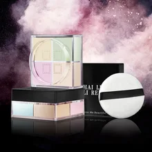 Корректор четыре Цвет Loose Powder Макияж для жирной кожи порошок Водонепроницаемый Увлажняющая пудра