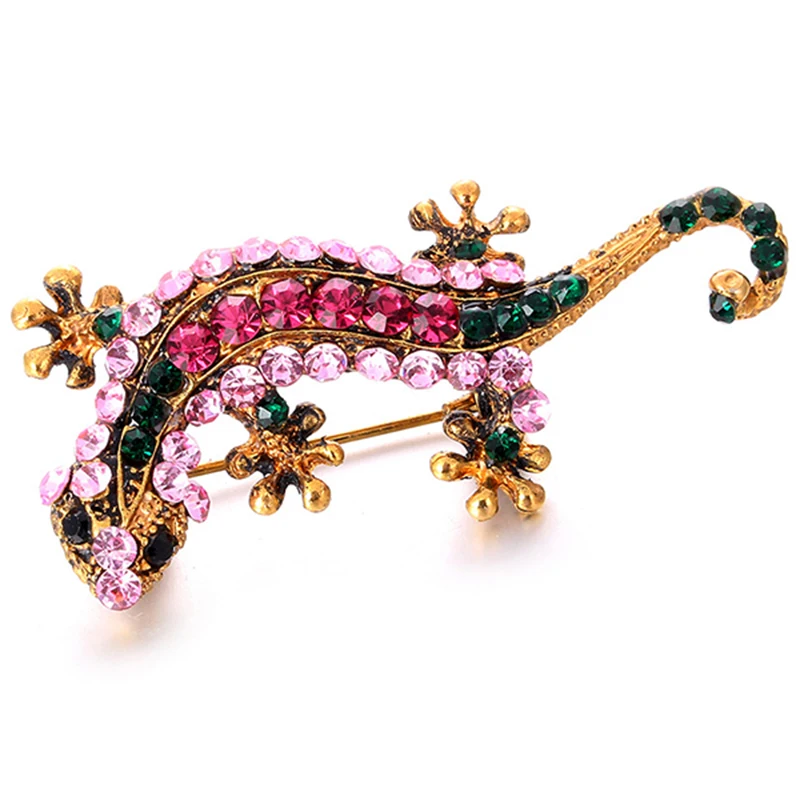 

Fashion Cute Animal Gecko Brooches Alloy Crystal Women's Brooch Pins Badges Clothes Jewelry Girl Romantic Wedding Gifts Suppli
