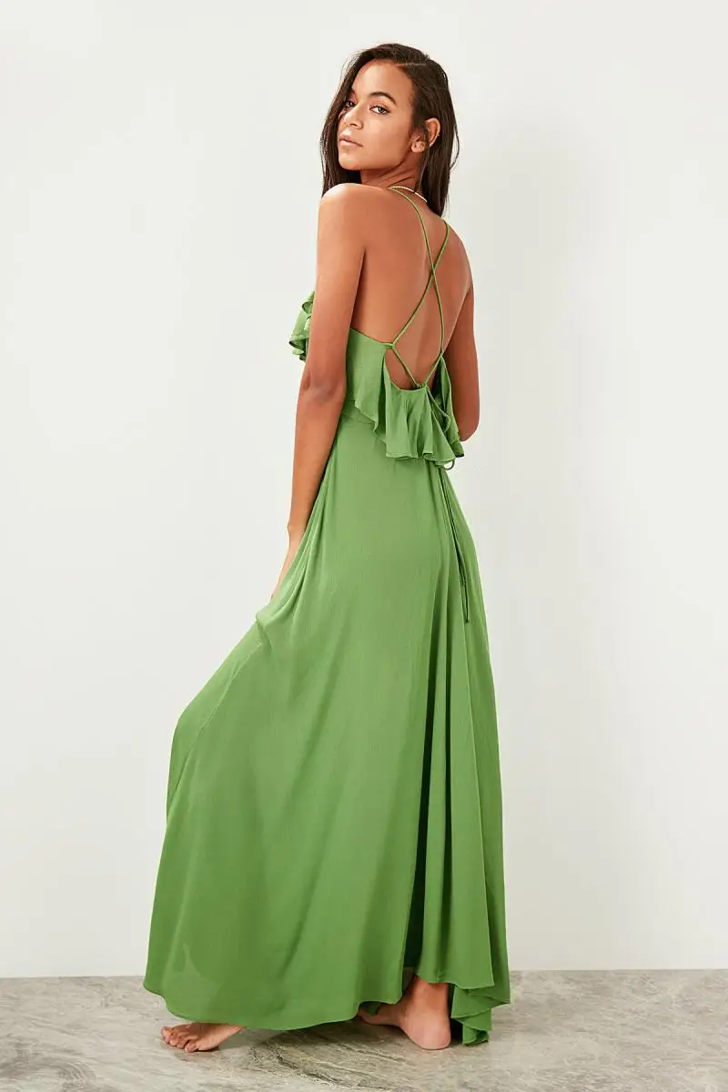Trendyol зеленое платье с маховиком TBESS19WY0004|Платья| |