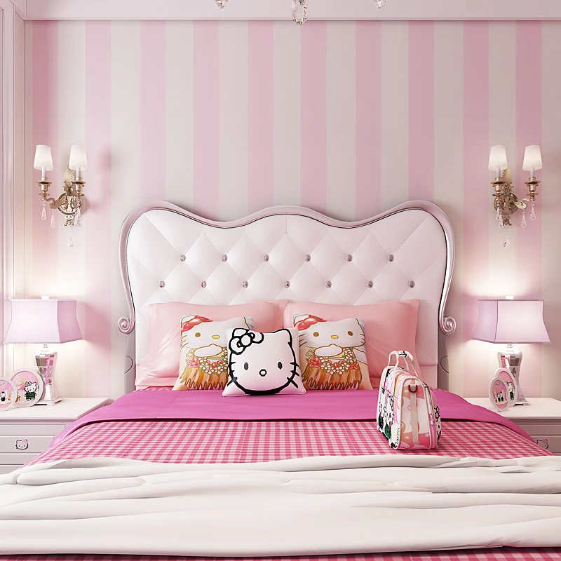 

Modern Pink Wide Striped Non-woven Wallpaper Children Room Bedroom Living Room Tv Background Mediterranean Wal Paper Blue Yellow