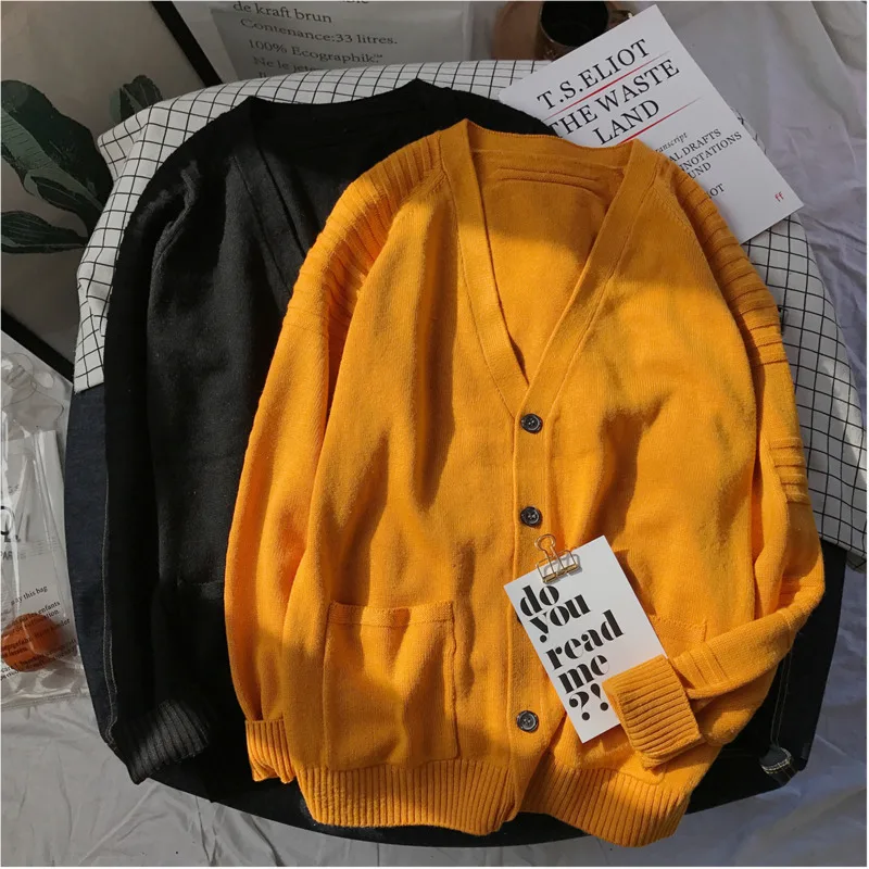 

2019 Spring And Autumn New Products Korean Casual Trends Couple Loose Solid Color Men's Knit Sweater M-2XL Discount Favourite