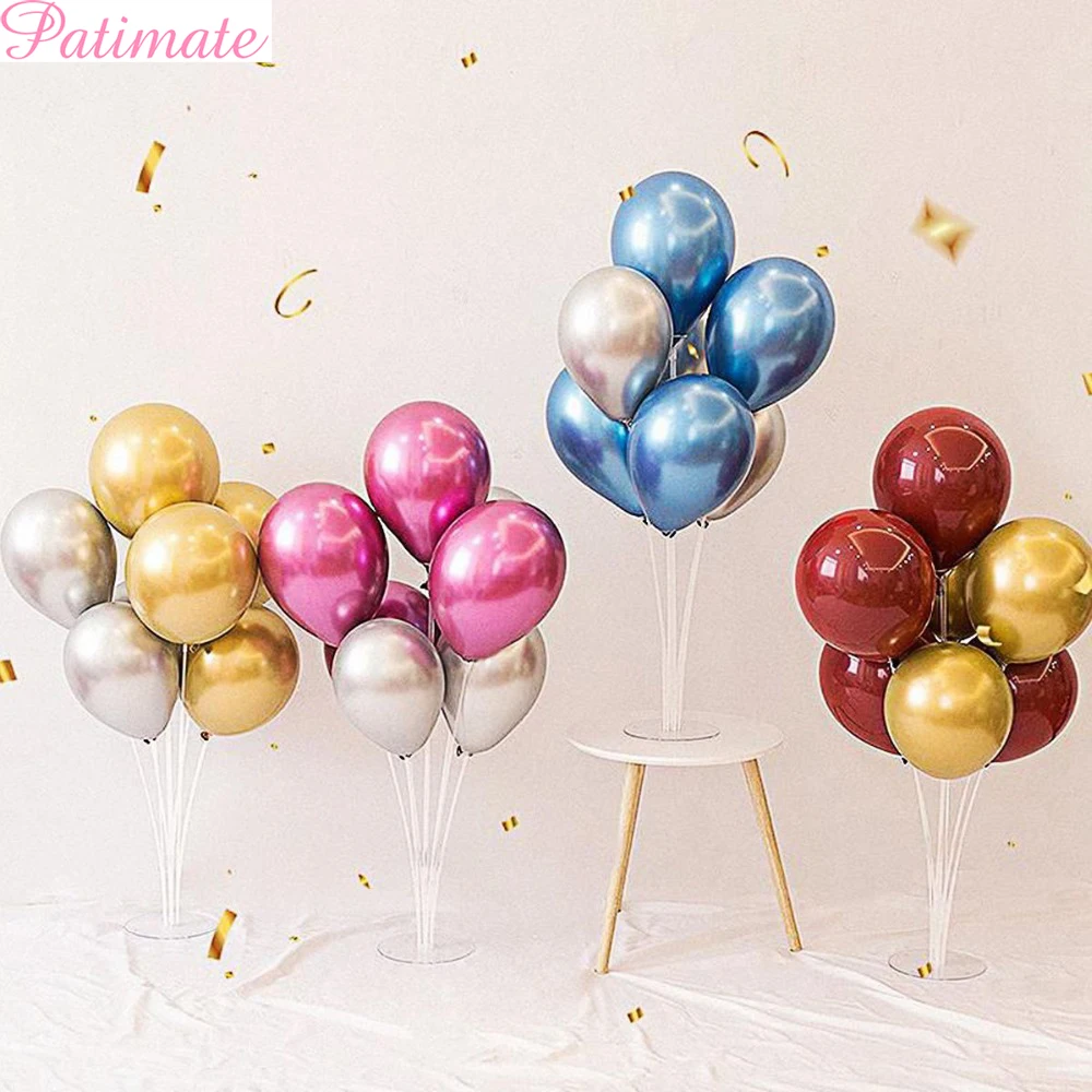 

PATIMATE Metallic Balloons With Stand Set Latex Birthday Balloon Inflatable Ballon Air Wedding Party Baby Shower Decorations