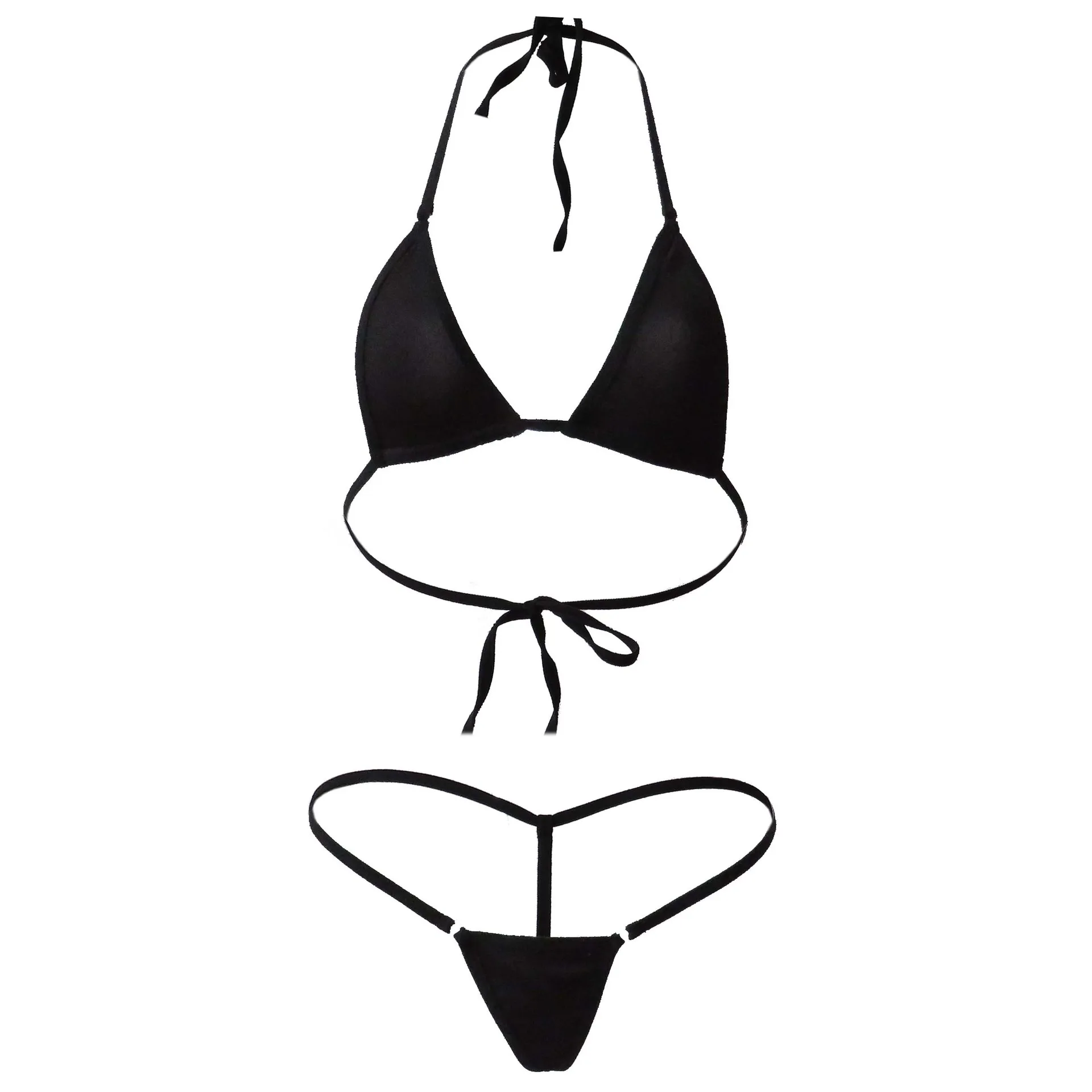 

Women Sexy kawaii lingerie sexy costumes Solid Mini Swimsuit Three-Point Bikini Set Adult lingerie exotic Bra top with g-string