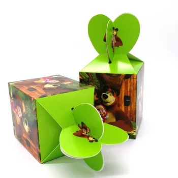 

Masha And Bear 12Pcs Birthday Party Halloween Candy Gift Box Cartoon 8.5*8.5*18cm Disposable Candy Box Birthday Party Supplies