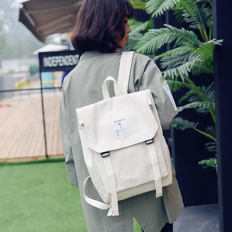 

2018 New Pattern Korean Solid Color Student A Bag Fashion School Wind Will Capacity Canvas Both Shoulders Package