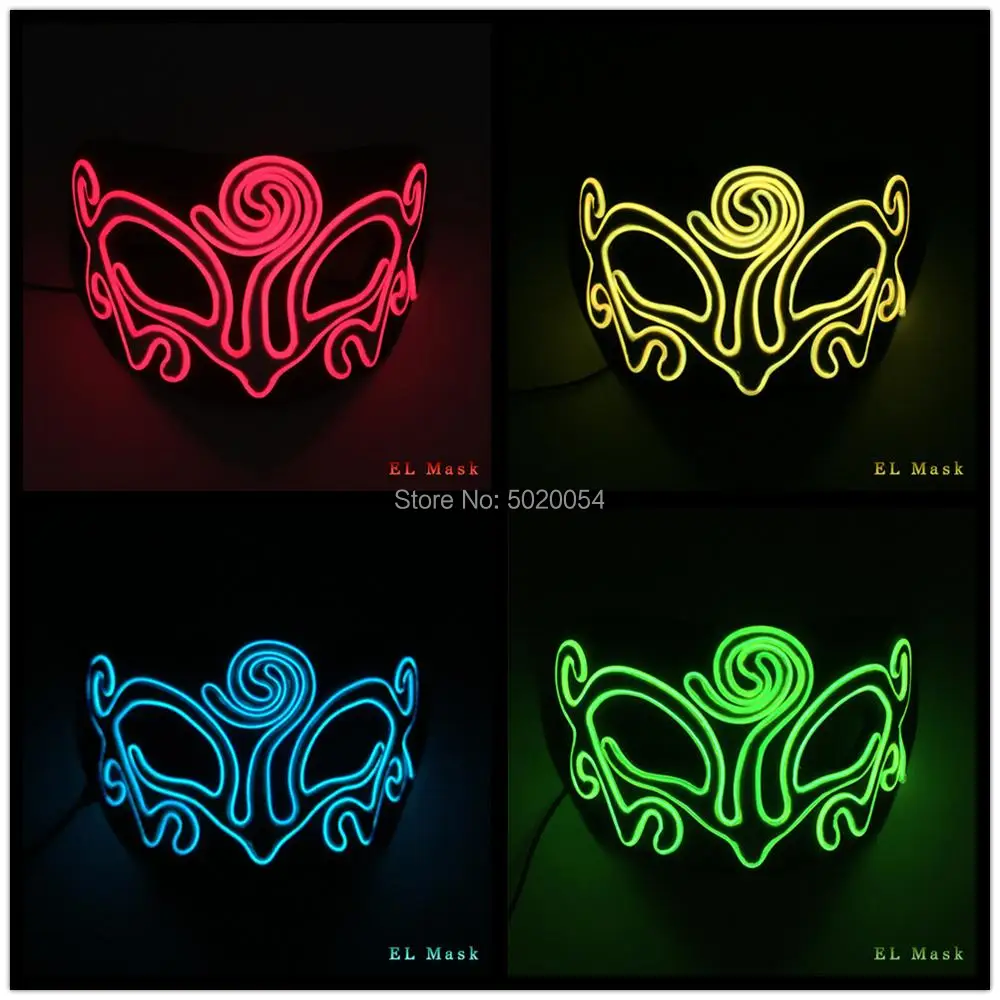 

GZYUCHAO EL Mask decoration Novelty Costume Cosplay EL wire Mask Neon LED Luminous Festival Mask For Halloween decoration