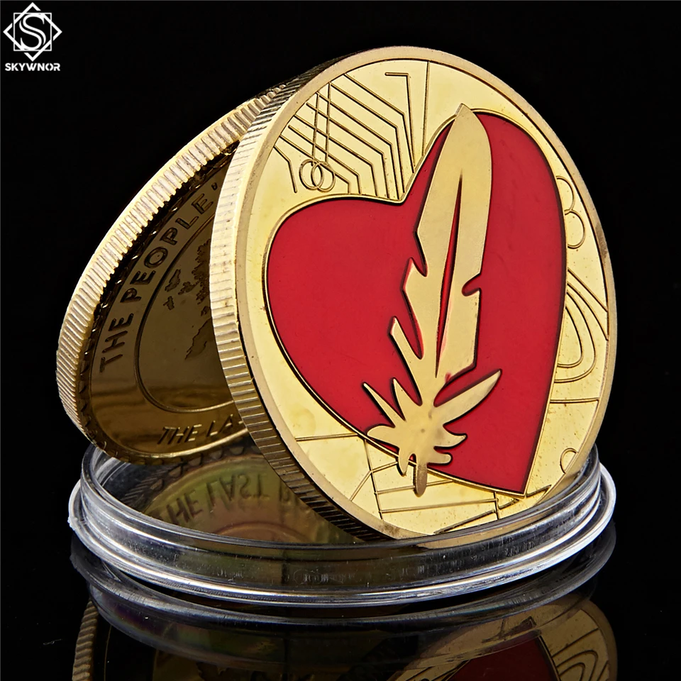 

Gold Plated Coin Antique Fashion Love Heart Shape With Feather Souvenir Gold Coin Collection