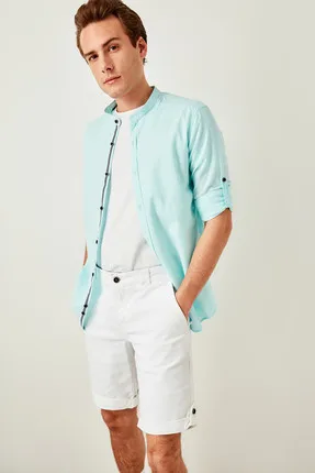 

Judge Neck Long Sleeve Men Mint Slim Fit Shirt Basic TMNSS19RS0039