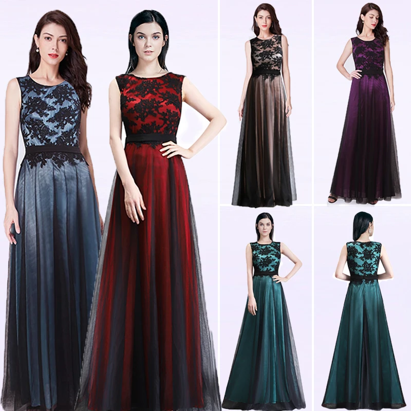 Robe de Soiree Longue Black Lace Red Women Dress Elegant Long Cheap Appliques Tulle Vintage Party Dresses Vestido de Festa Robe de Soiree Longue Black Lace Red Women Dress Elegant Long Cheap Appliques Tulle Vintage Party Dresses Vestido de Festa