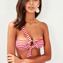 Trendyol красная полоса с металлическими аксессуарами Бикини Топ TBESS19YI0011