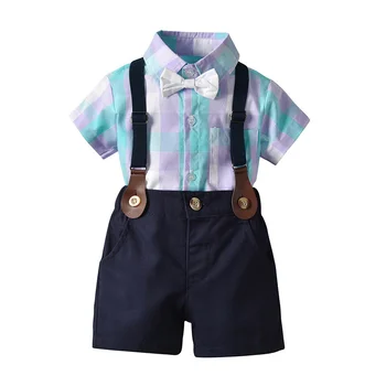 

Baby Boys Romper Suits Carters Short-sleeve Clothes for Kids Set for Wedding Formal Party Plaid Children Boy Outerwear Clothing