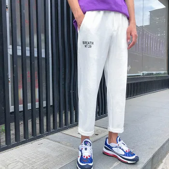 

2019 Spring And Summer New Hot Korean Version Of The Couple Casual Men's High-quality Fashion Sports Trousers Cotton Large Size