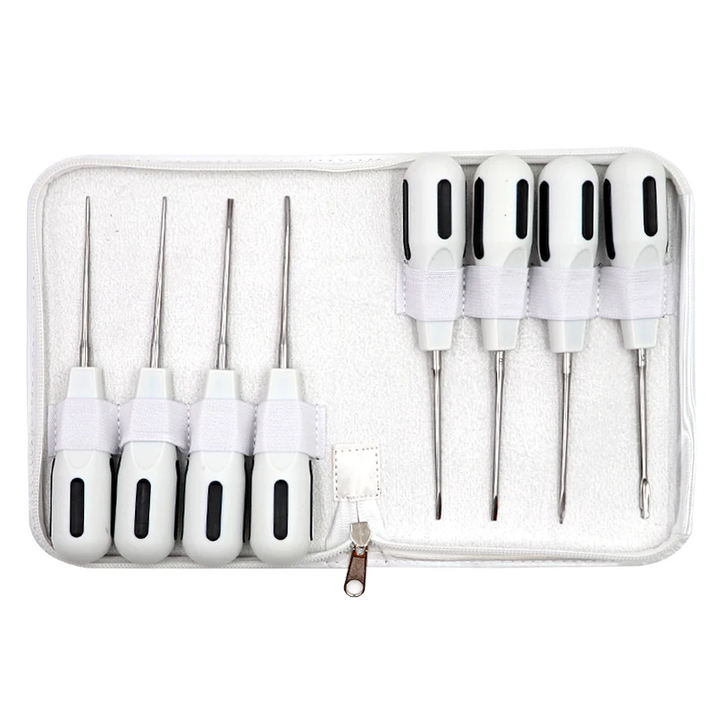 Kopen 8 stuks Dental Chirurgie Extraheren Apical Root Lift Roestvrij Staal met Plastic Handvat Dental Instrument Luxating Lift Lift