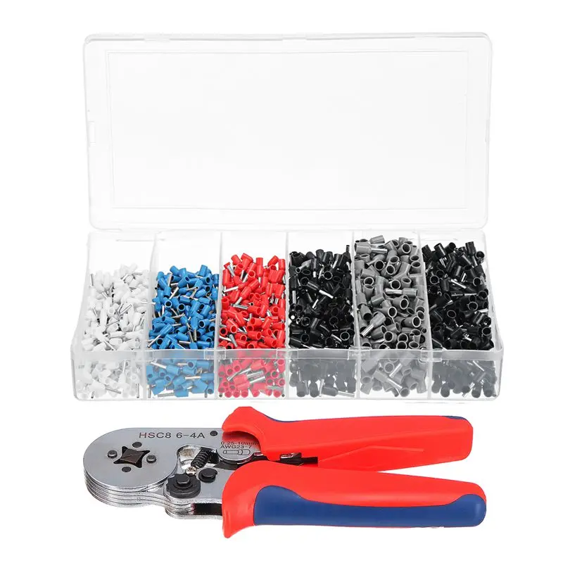 

Hot 1500Pcs Crimper Cord Wire Connector Terminal Bootlace Ferrule Crimper Kit With Ratchet Crimping Tool End Terminal Block