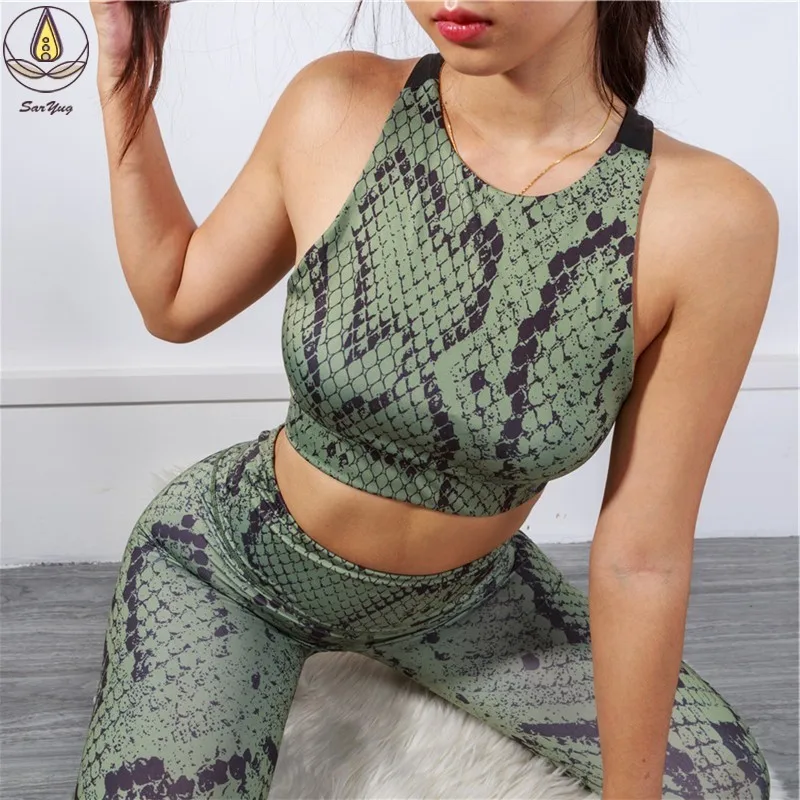 

2019 Sexy Professional Yoga Set Quick Dry Seamless Bra High Waist Sport Pants Geometric Women Vest Workout Fitness Yoga Leggings