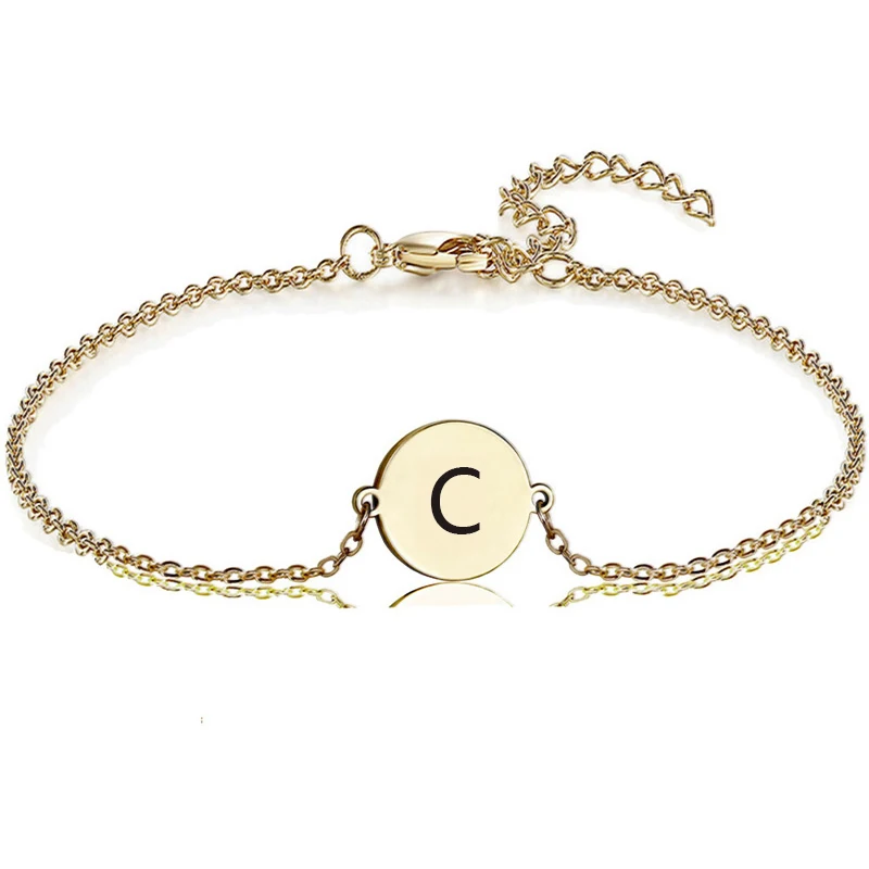 

Sale Silver Rose Gold Letter Alloy Bracelet For Women Snake Chain Charm Female Adjustable Bangle Personality Jewelry