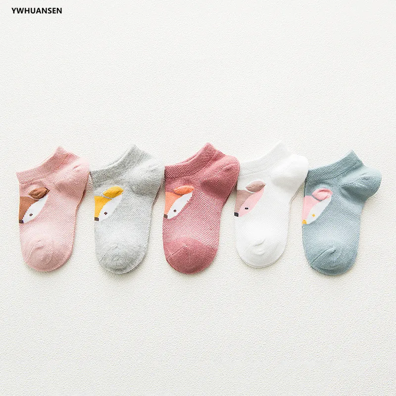 Girls Kids Cotton Mesh Boat Socks 5 Pairs