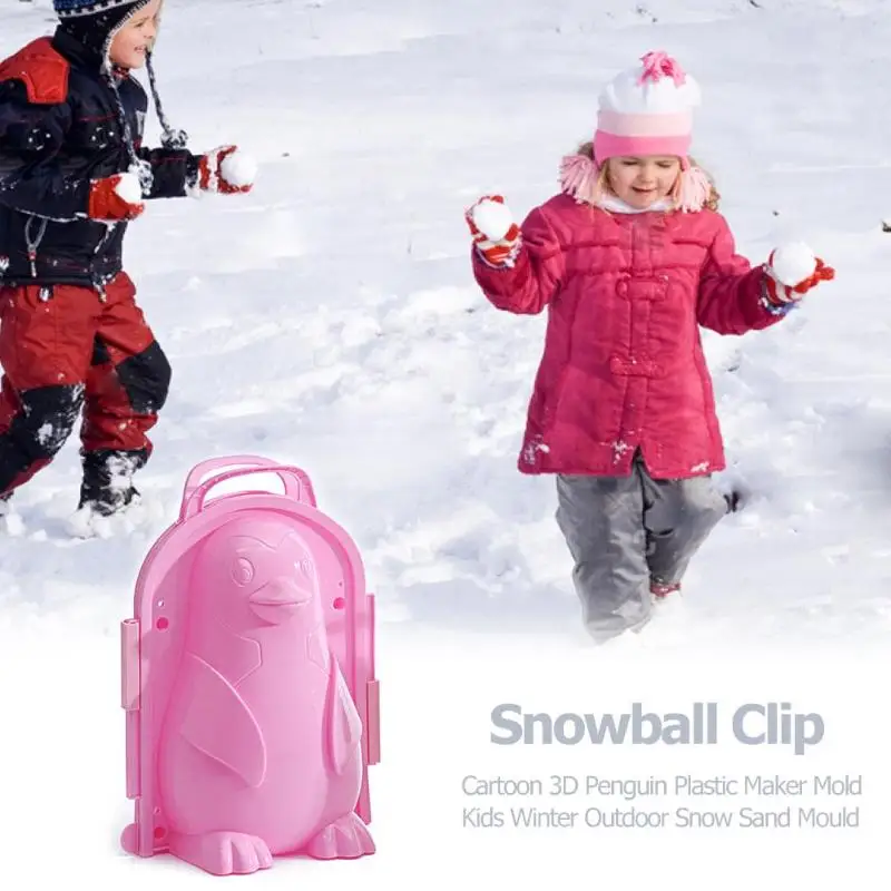 

1 pc Snow ball clip Cartoon 3D Penguin Plastic Maker Mold Kids Winter Outdoor Snow Sand Mould tool play toys for children