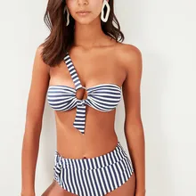 Trendyol темно-синяя Пряжка деталь Бикини Низ TBESS19YI0012