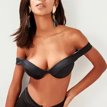 Trendyol черный низкий Shoulder Bikini Top TBESS19HE0082