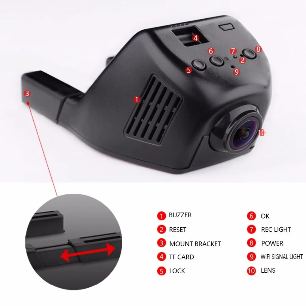 Автомобильный цифровой видеорегистратор Full HD 1080 P Мини Wifi видеокамера 170 градусов