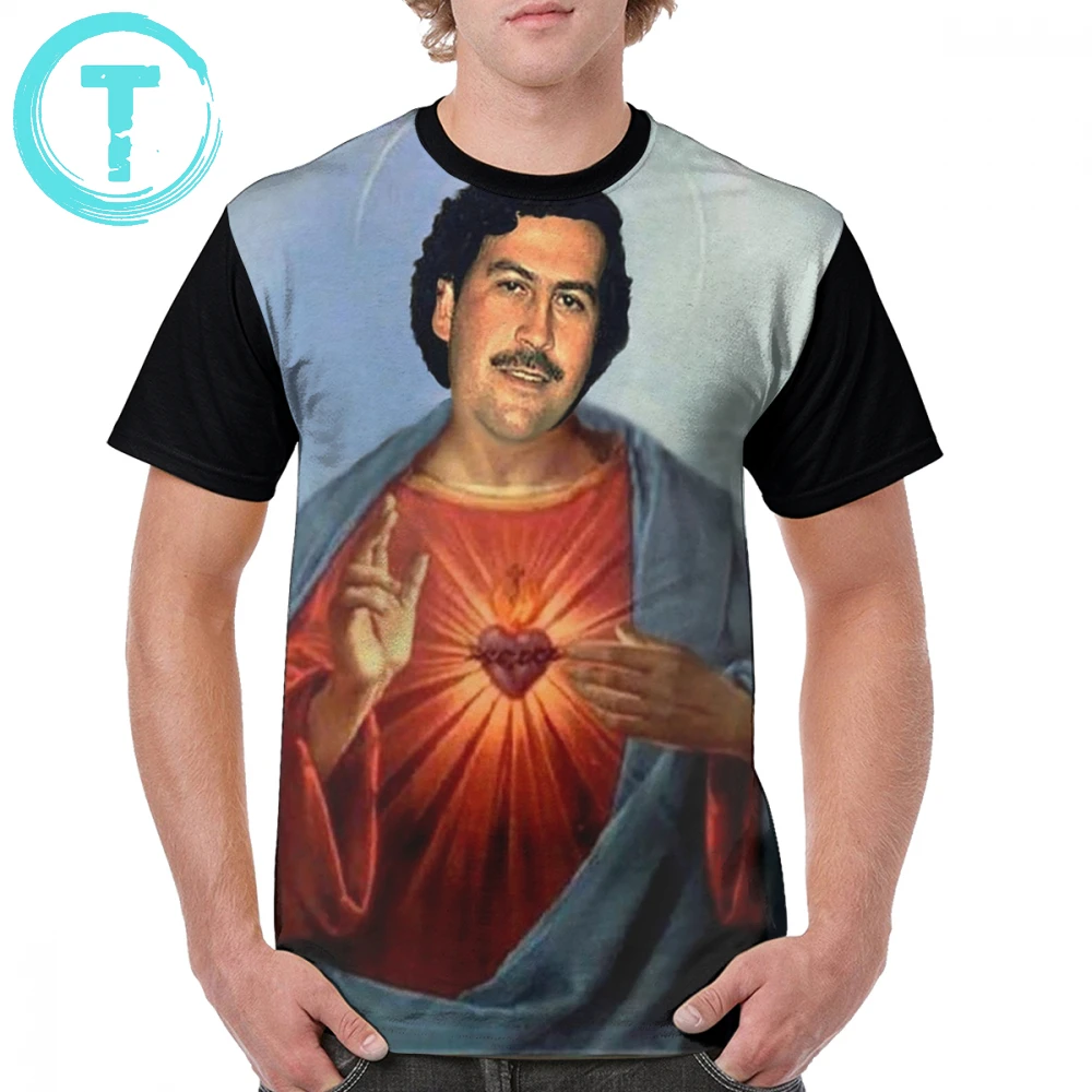 Camiseta de Narcos con estampado de Saint Pablo Escobar para hombre, camisa de gran tamaño de manga corta, impresionante, 100 de Camisetas| - AliExpress