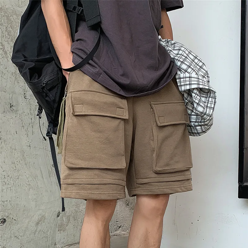 

2019 Summer New Korean Version Of The Couple Male Loose Hip Hop Cotton Tooling Large Pocket Straight Tube Shorts M-XL Size Best