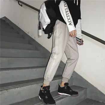 

2019 Spring And Summer New Korean Version Of Hip Hop Couple Small Fresh Cotton Casual Welt Sports Pants M-2XL Joggers Streetwear