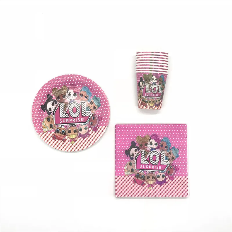 

Surprise Dolls Theme 60pcs/lot Family Party Tableware Set Child Girl Birthday Party Wedding Paper Cup Plate Napkin Supply