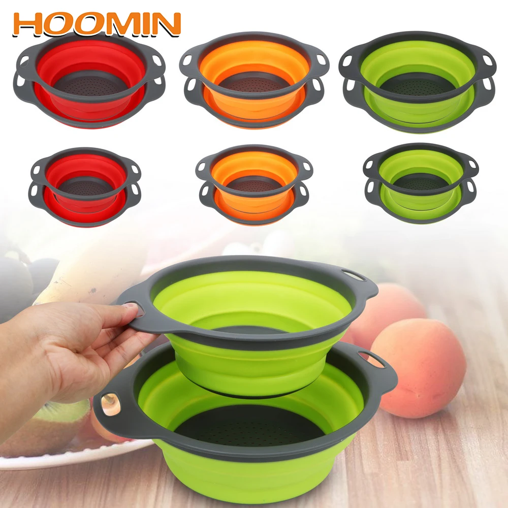 HOOMIN складной силиконовый дуршлаг складная корзина для мытья овощей и фруктов