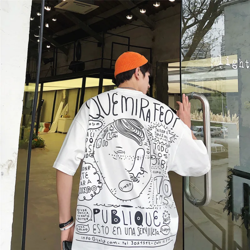 Новинка весна лето 2019 модная повседневная футболка в Корейском стиле ретро Harajuku