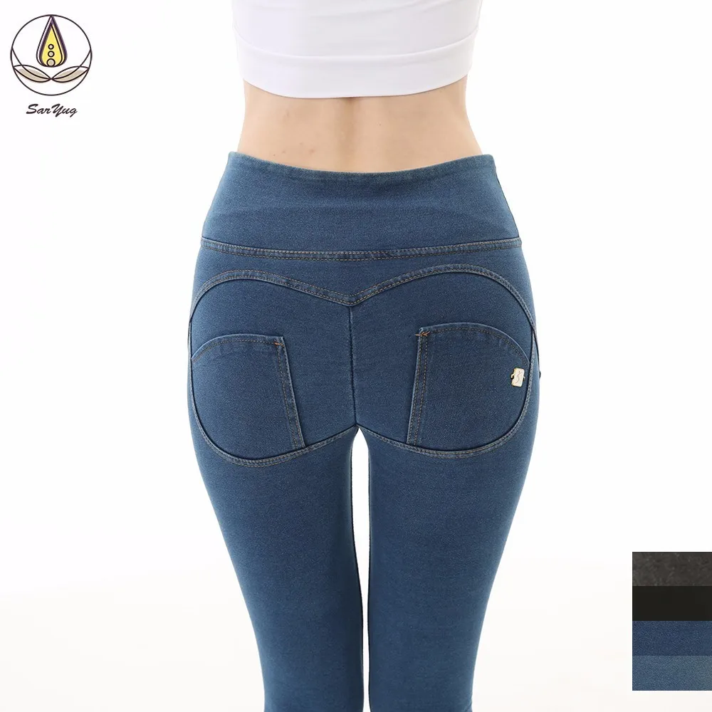 

New Gym Leggings Sport Women Fitness Yoga Denim Pants High Waist Workout Leggings Scrunch Butt Lift Sports Wear Hips Up Trousers