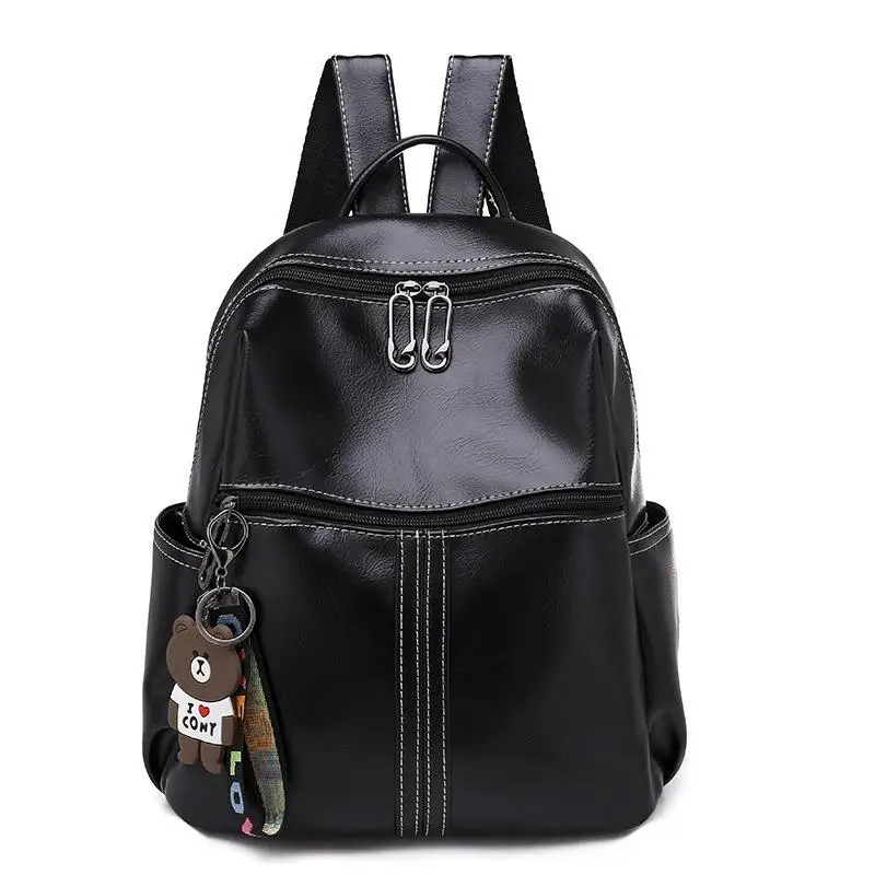 

Vintage PU Leather Women Backpack Zipper Female Shoulders Bag Teenager Girls School Bag High Quality Designer Ladies Bagpacks