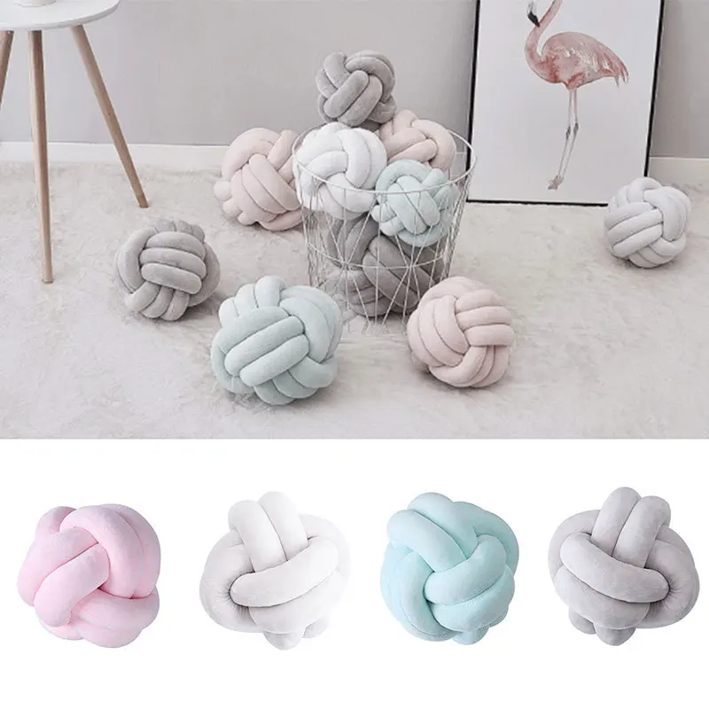 

Warm Nordic Style Pillow Cushion Velvet Ball Knot Pillow Solid Color Baby Calm Sleep Dolls Stuffed Kid Adult Bedroom Decoration